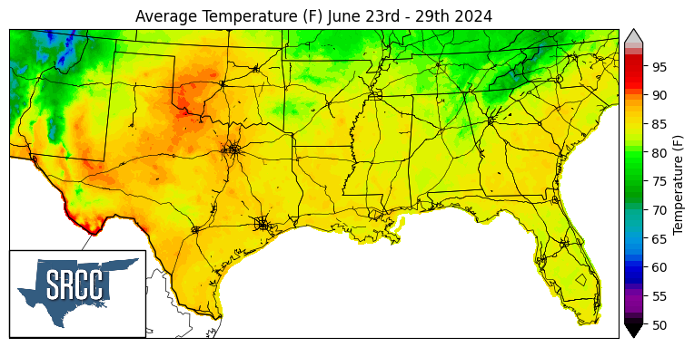 Average Temperature (F) June 23-29, 2024