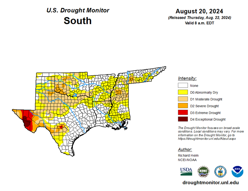 Drought Monitor valid 08/20/2024