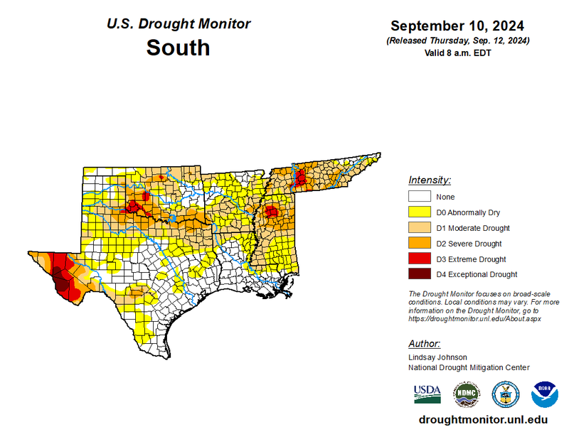 Drought Monitor valid 09/25/2024