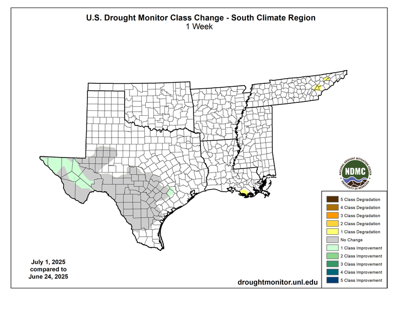 U.S. Drought Monitor Class Change - 1 week