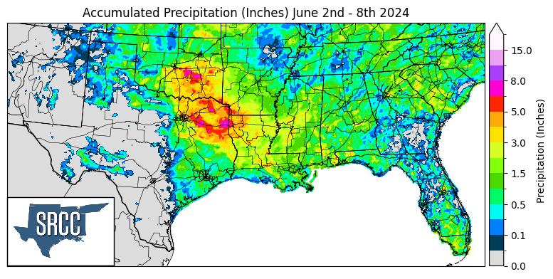 Accumulated Precipitation (inches) June 2-8, 2024