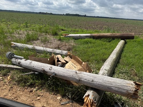 Picture of snapped power poles