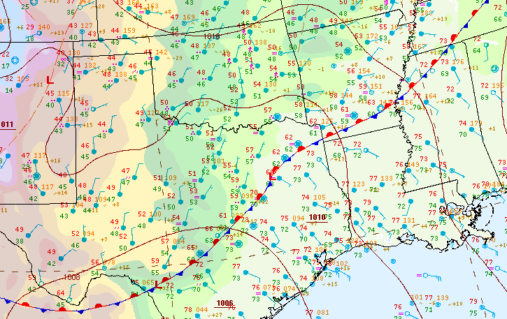 Surface Analysis Map analyzed 4/4/2025 at 7am CDT