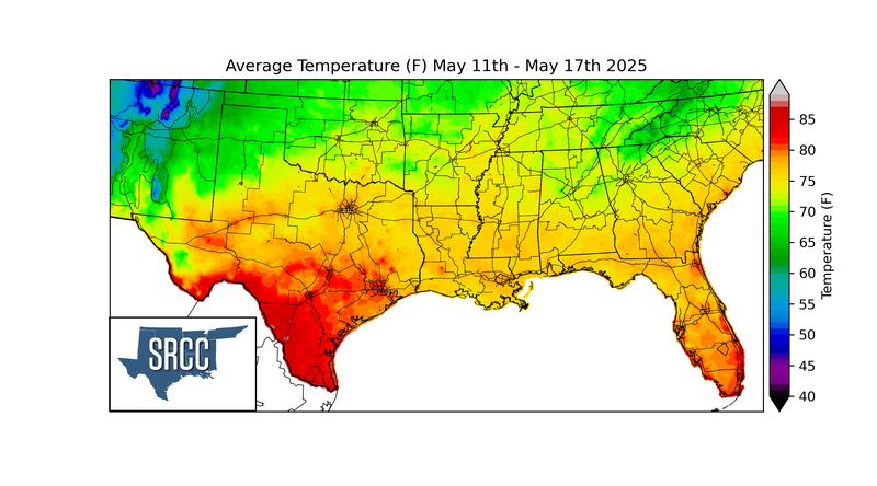 Average Temperature (F) May 18th - May 24th, 2025