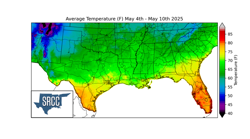 Average Temperature (F) May 4th - May 10th