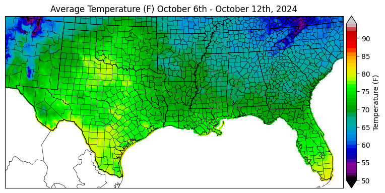 Average Temperature (F) October 6-12, 2024