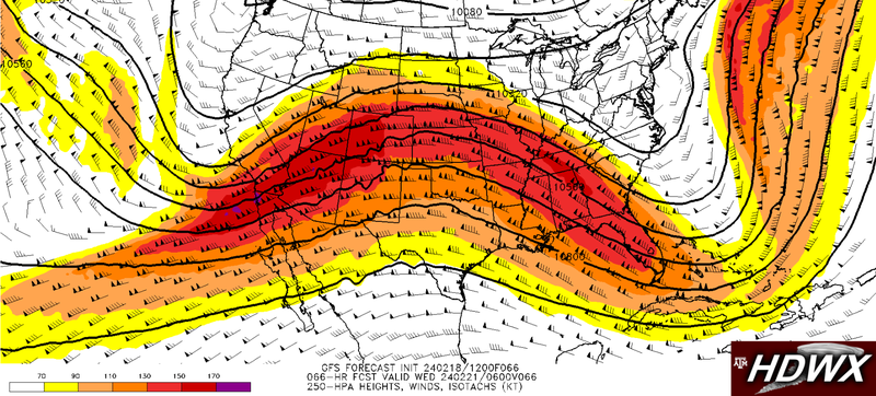 GFS model forecast displaying a large ridge