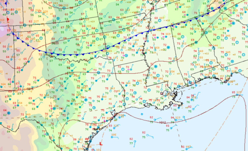 Cold front draped across the region