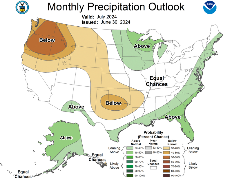 CPC July 2024 Precipitation Outlook