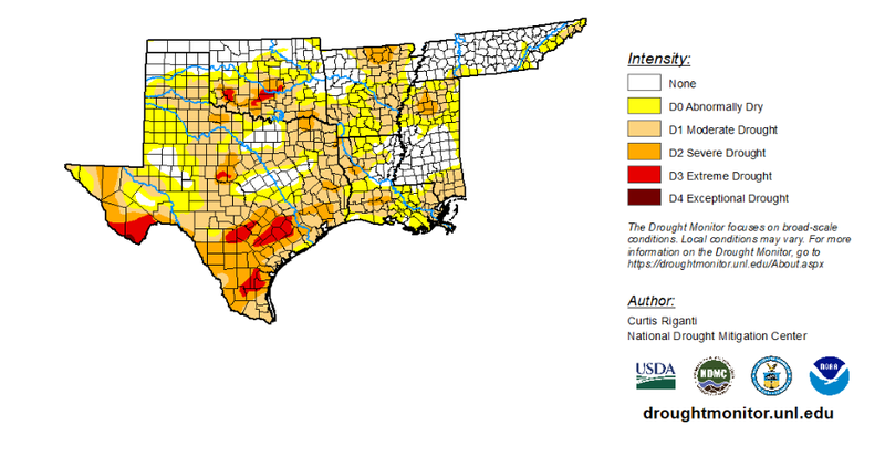 U.S. Drought Monitor for the Southern Region 11/18/25