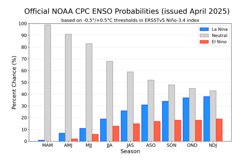 Graph displaying 3-month ENSO probabilities