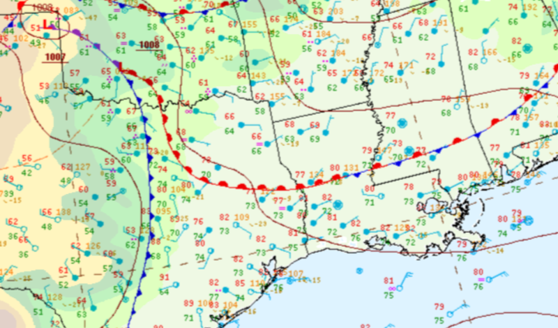 Surface analysis displaying a low-pressure system