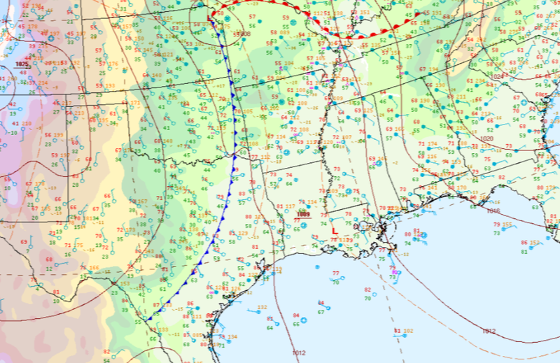 Surface analysis displaying a low-pressure system