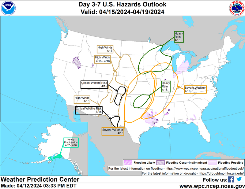 Weather Prediction Center&#x27;s Day 3-7 U.S. Hazards Map