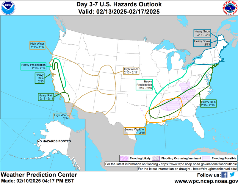 Map of WPC&#x27;s 3-7 Day Hazards Outlook