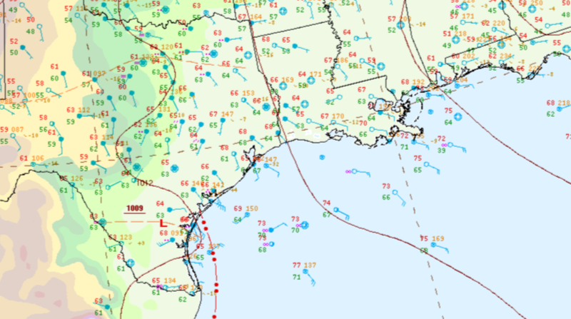 Low-pressure system in South Texas