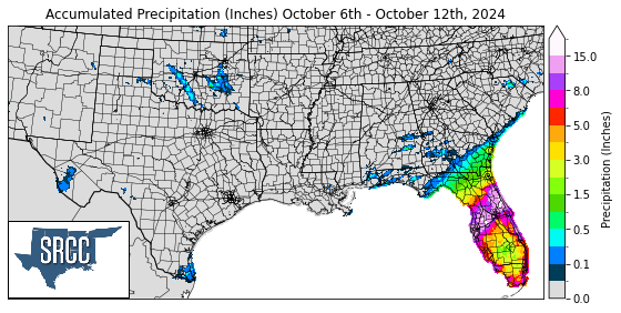 Accumulated Precipitation (inches) October 6 - 12, 2024