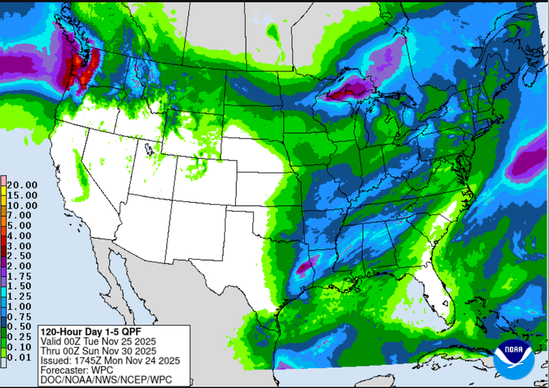 WPC future rainfall 11/25/2025