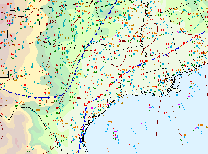 Map of the weather pattern on 3/8/24